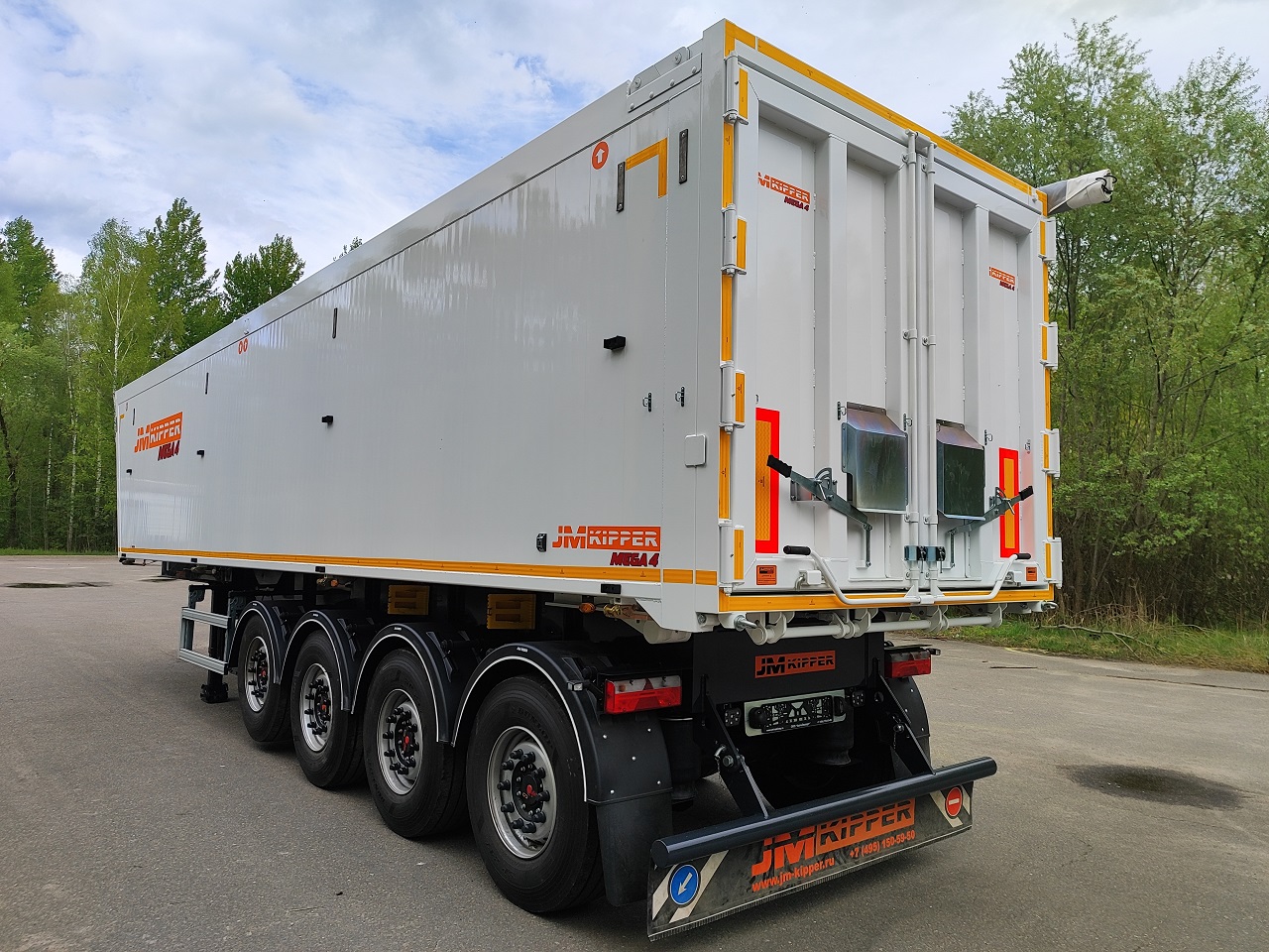 Четырехосный самосвальный алюминиевый полуприцеп JM Kipper MEGA 4 (сзади 45)