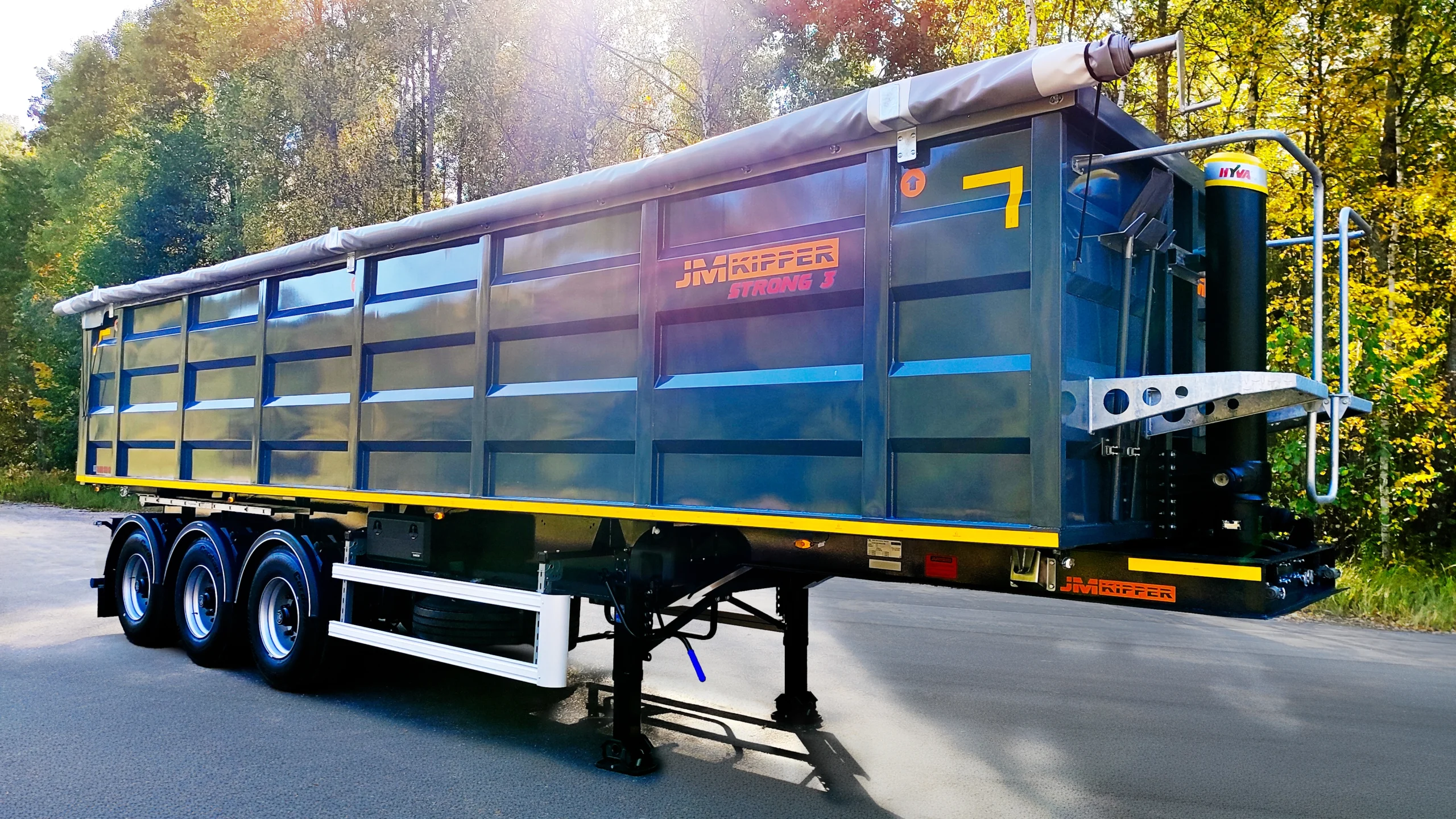 Стальной самосвальный трехосный полуприцеп JM Kipper STRONG 3 (45 вид спереди)